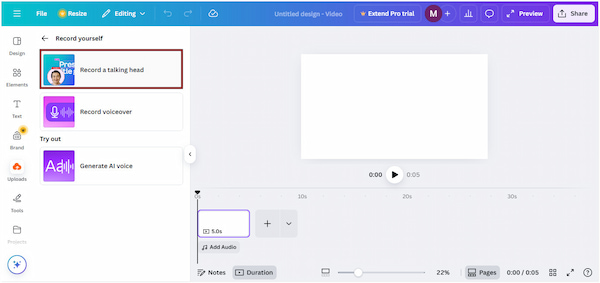 Access Canva Recorder