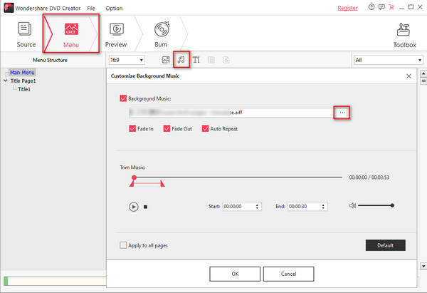 Add Music Wondershare DVD Creator