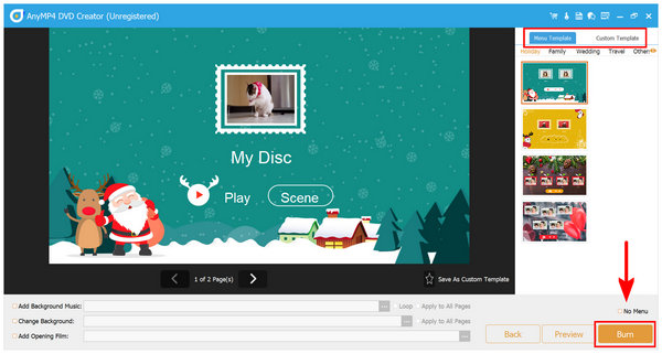 Anymp4 Dvd Creator Custom Menu