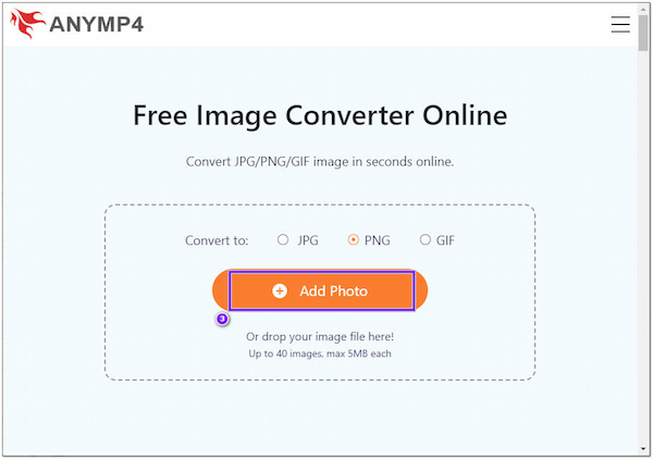 AnyMP4 Online Converter WEBP Add Photo