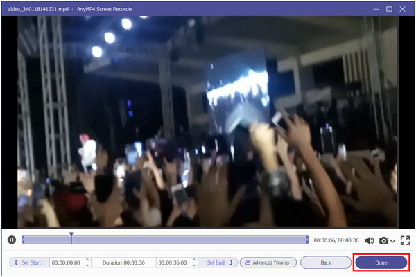 AnyMP4 Screen Recorder Editor Done
