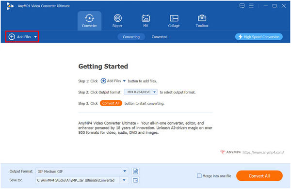 AnyMP4 Video Converter Ultimate Add File