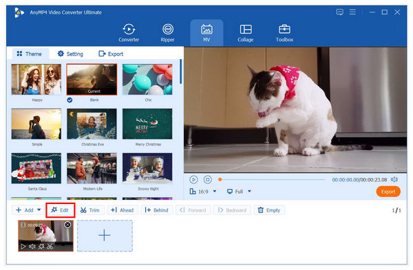 Anymp4 Video Converter Ultimate MV Edit