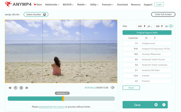 Anymp4 Video Cropper Online