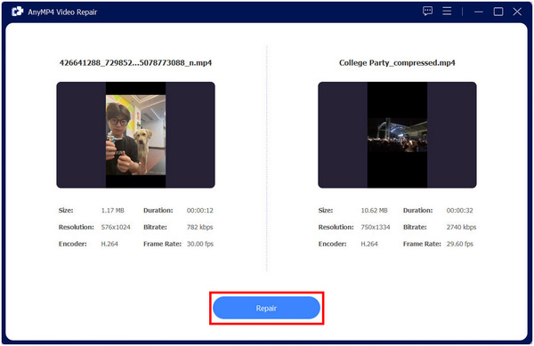 Anymp4 Video Repair Click On Repair