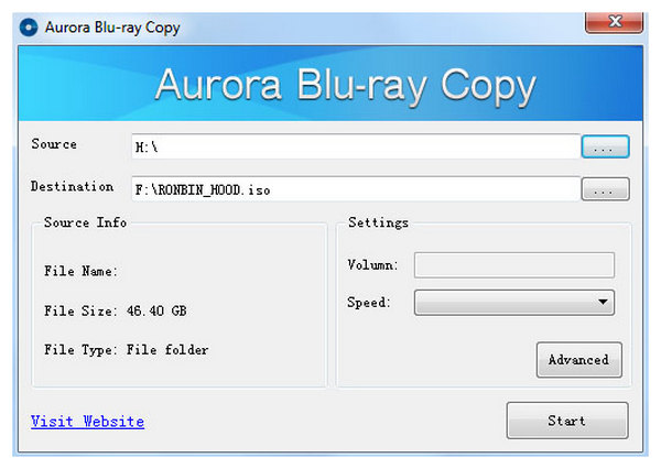 Aurora Blu Ray Copy Interface