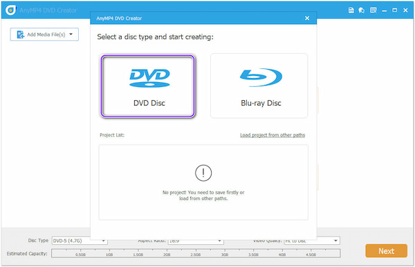 Burn 8mm File to DVD AnyMP4 DVD Disc