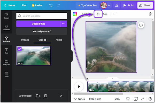 Canva Video Editor Scissor
