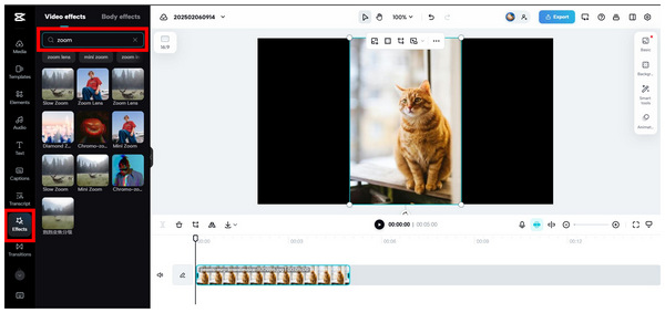 Capcut Zoom Effect Select Effects