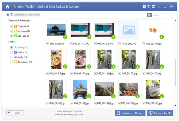 Choose Data to Restore