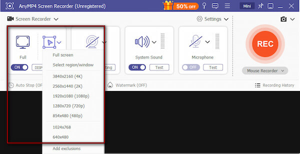 Choose Recording Area
