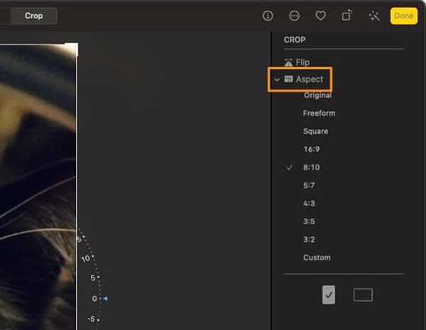 Click on Aspect Dropdown