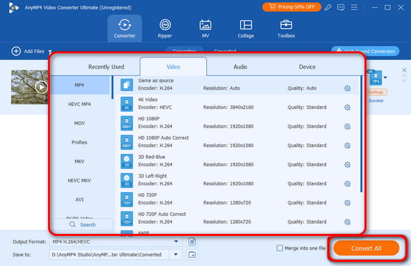 Click Save And Convert All to Save Trimmed Video
