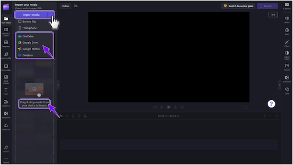 Clipchamp Video Editor Import