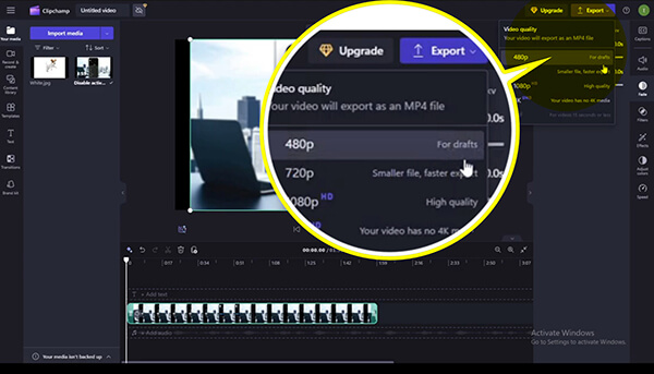Compress MP4 in Clipchamp