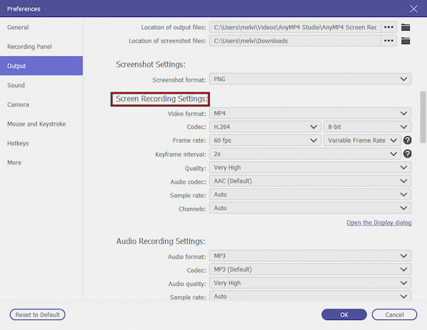 Configure Screen Recording Settings