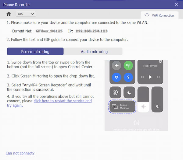 Conncet Via Screen Mirroring