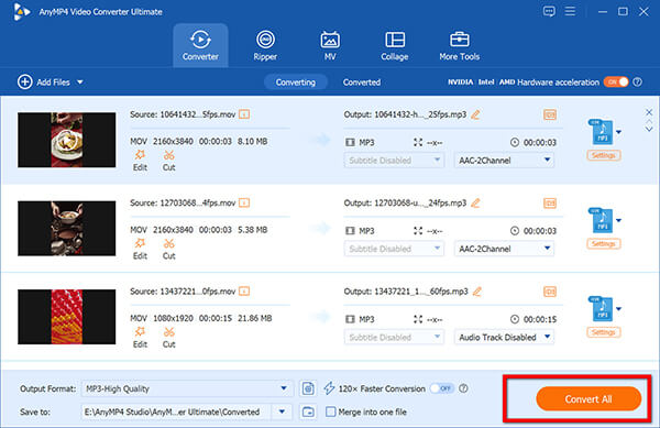 Convert Mov to MP3 in Anymp4