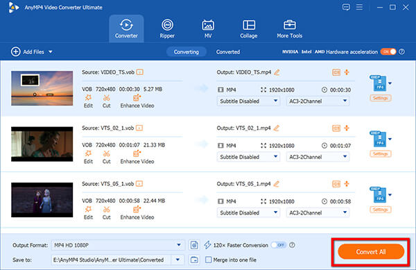 Convet Vob to Mp4 in Anymp4