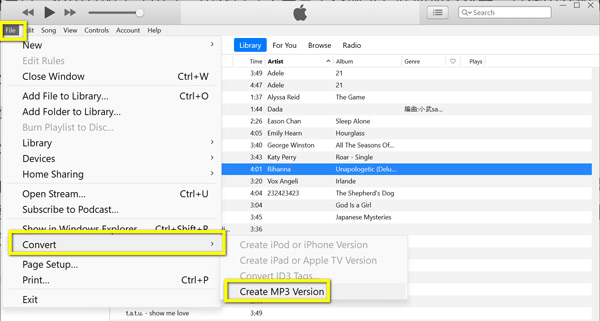 Create Mp3 Version in iTunes