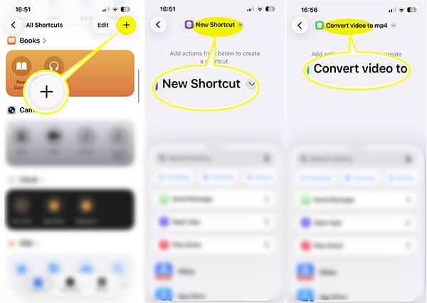 Create New Shortcut on iPhone