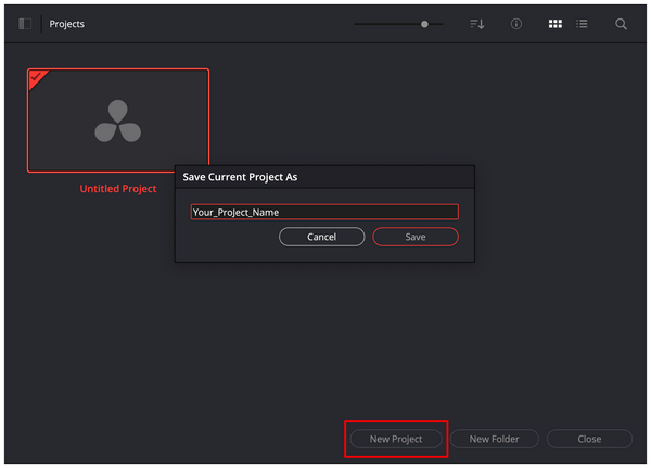 Davinci Resolve Open Project