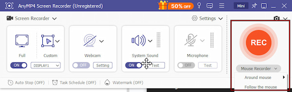 Enable Mouse Click And Start Recording