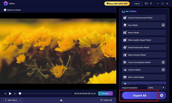 Export Enhancement Video from Vidhex