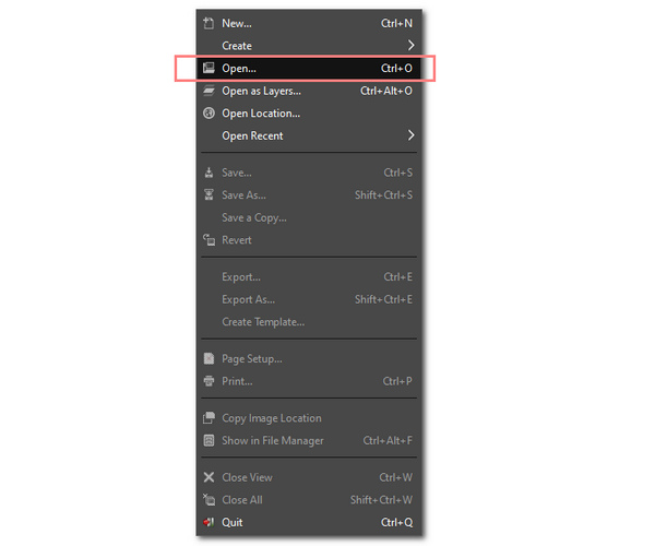 GIMP Remove Shadows Open File