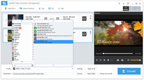 Video Converter screen
