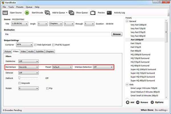 Handbrake Deinterlace Video