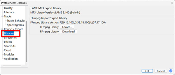 Install FFmpeg Library In Audacity