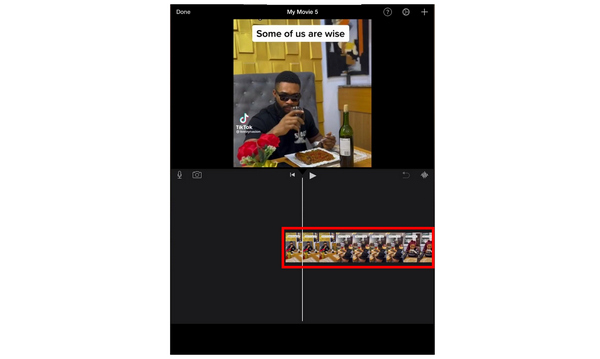 iPad iMovie Add in Timeline