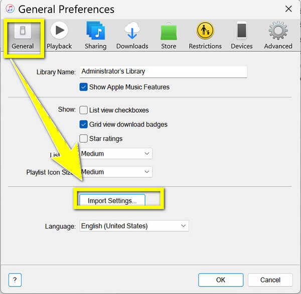 iTunes Import Settings