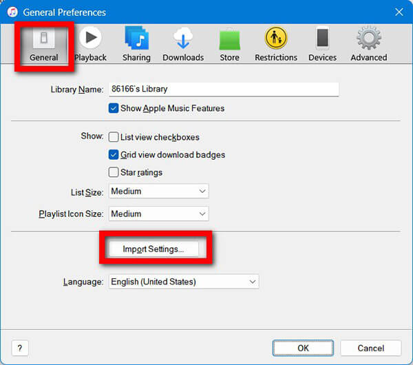 Itunes Import Settings