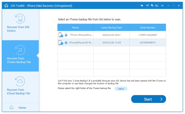 iTunes Recovery Interface