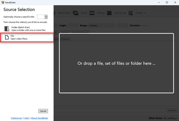 Launch And Add MP4 File to Handbrake