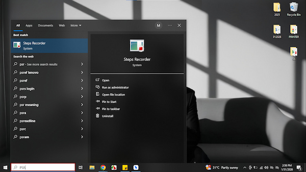 Launch Steps Recorder