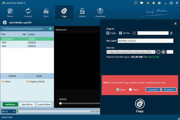 Leawo Blu-ray Copy Start Copy Blu-ray