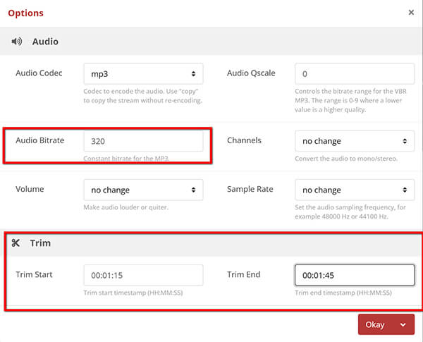 Make MP3 SDettings In Cloudconvert
