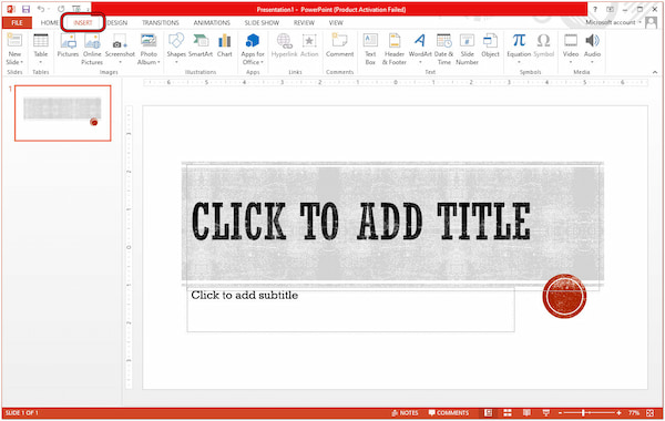 Navigate to Insert Tab