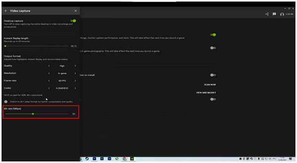 NVidia Bitrate Settings