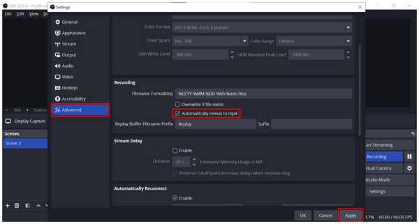 OBS During Automatic Remux
