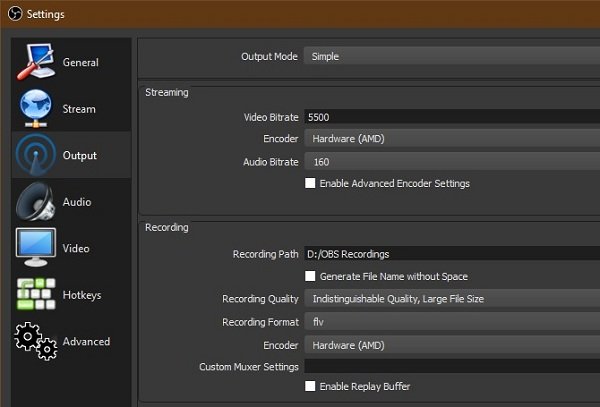 OBS Output Settings for Discord Audio Recording