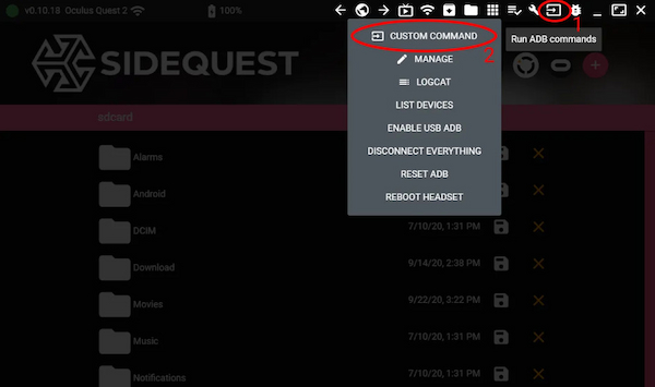 Open Adb Command Menu