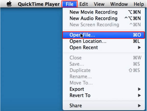 Open mp4 in quicktime player
