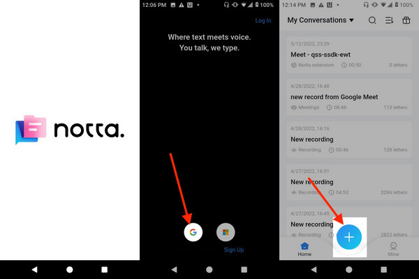 Open Notta Sign In And Click Plus