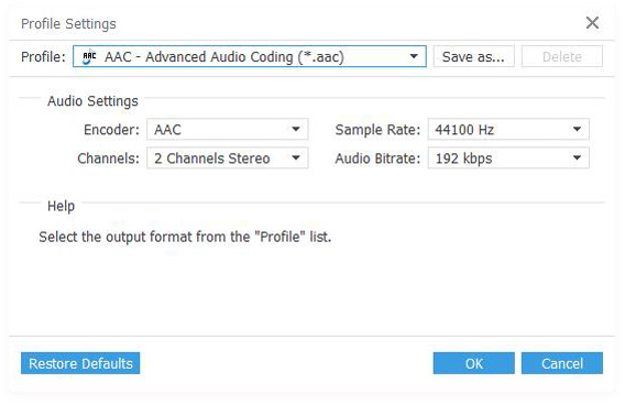Output Settings AAC