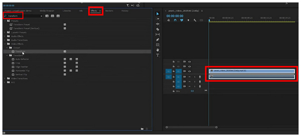 Premiere Pro Transform Effects Select Transform