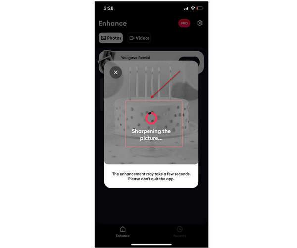 Remini Change Photo Resolution Progress Bar